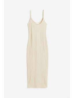 H&M - Women Beige Crinkled Jersey Dress