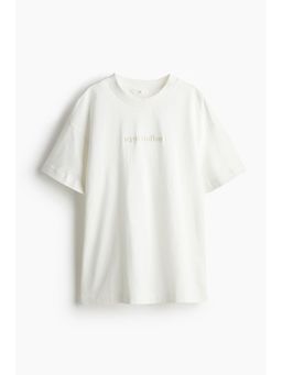 H&M - Women White Oversized Printed T-Shirt