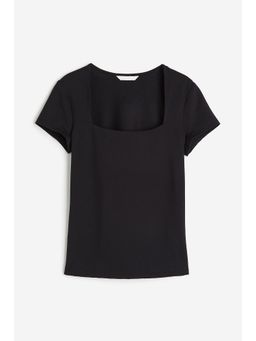 H&M - Women Black Square-Neck Top