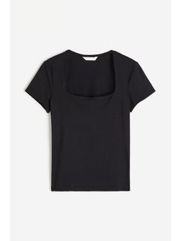 H&M - Women Black Square-Neck Top