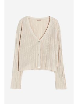 H&M - Women Beige Rib-Knit Cardigan