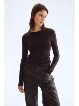 H&M - Women Brown Long-Sleeved Microfibre Top