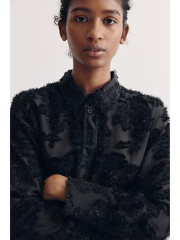 H&M - Women Black Textu-Weave Shirt