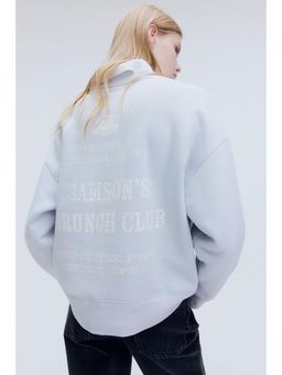 H&M - Women Blue Oversized Motif-Detail Sweatshirt
