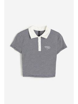 H&M - Women Blue Cropped Polo Shirt
