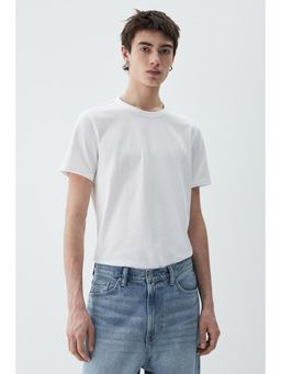 H&M - Men White Slim Fit Cotton T-Shirt