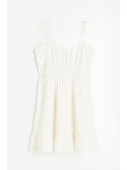 H&M - Women White Smocked-Waist Textu Dress