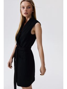 H&M - Women Black Linen-Blend Blazer Dress