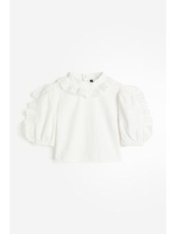 H&M - Women White Broderie Anglaise-Detail Cotton Blouse
