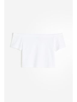 H&M - Women White Off-The-Shoulder Jersey Top