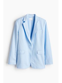 H&M - Women Blue Linen-Blend Blazer