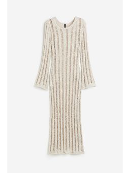 H&M - Women Beige Ladder-Stitch-Look Knitted Dress