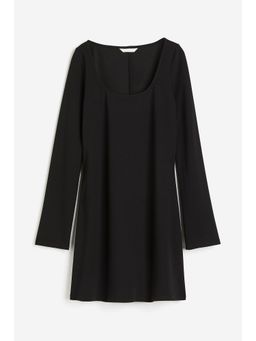H&M - Women Black Square-Neck Jersey Dress