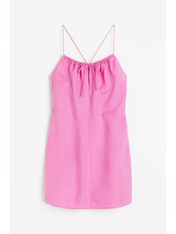 H&M - Women Pink Linen-Blend Dress