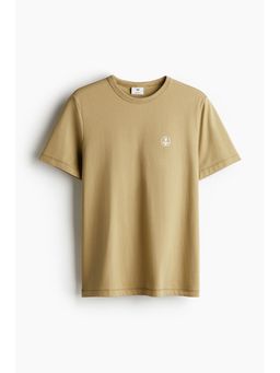 H&M - Men Beige Coolmax Regular Fit T-Shirt