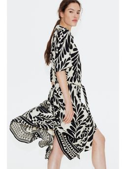 H&M - Women Black Tie-Belt Shirt Dress