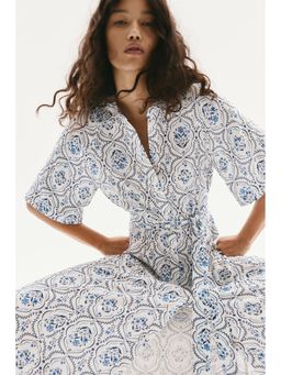 H&M - Women White Tie-Belt Shirt Dress