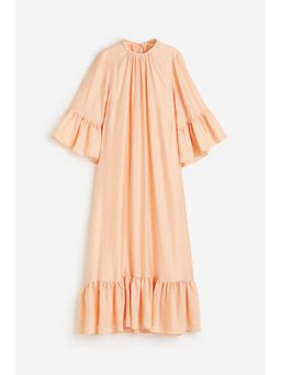H&M - Women Peach Frill-Trimmed Kaftan Dress