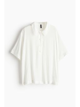 H&M - Women White Sheer Crape Polo Shirt