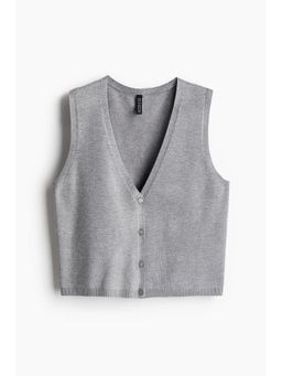 H&M - Women Grey Button-Front Sweater Vest