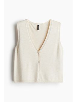 H&M - Women Beige Button-Front Sweater Vest