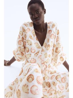 H&M - Women White Tie-Belt Crape Dress