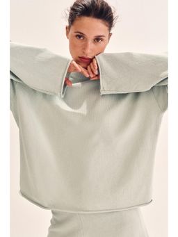 H&M - Women Green Roll-Edge Jumper