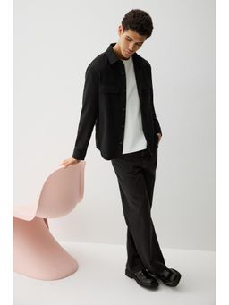 H&M - Men Black Regular Fit Felted Overshirt