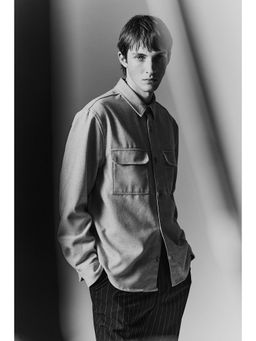 H&M - Men Beige Regular Fit Felted Overshirt