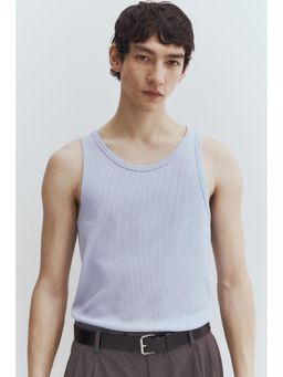 H&M - Men Blue Slim Fit Ribbed Vest Top