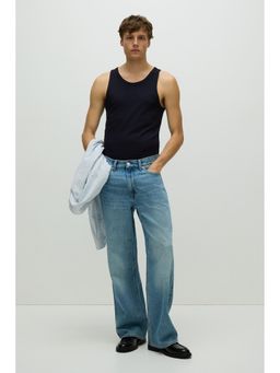 H&M - Men Blue Slim Fit Ribbed Vest Top