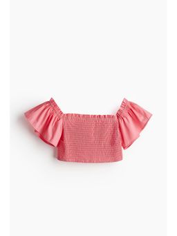 H&M - Women Pink Smocked Cropped Top