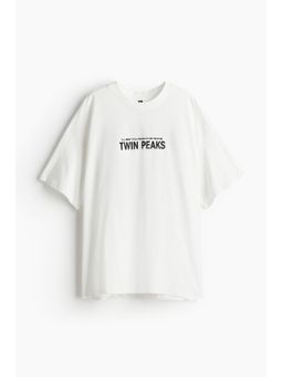 H&M - Women White Oversized Printed T-Shirt
