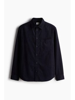 H&M - Men Blue Regular Fit Corduroy Shirt