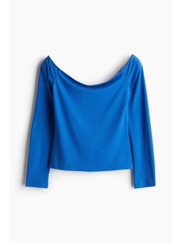 H&M - Women Blue Off-The-Shoulder Jersey Top