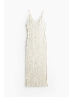 H&M - Women White Twist-Detail Crinkled Satin Dress