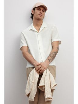 H&M - Men White Regular Fit Short-Sleeved Jersey Shirt