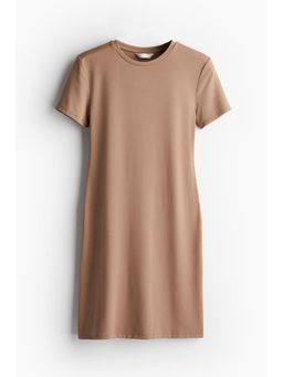 H&M - Women Beige Microfibre T-Shirt Dress