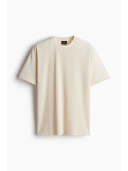 H&M - Men Beige Loose Fit Pleated T-Shirt