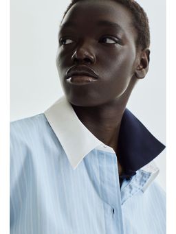 H&M - Women Blue Oversized Cotton Shirt