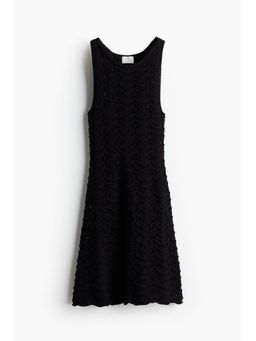 H&M - Women Black Pointelle-Knit Dress