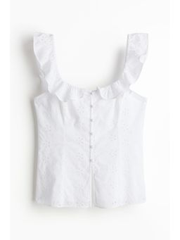 H&M - Women White Frill-Trimmed Top