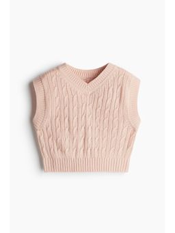 H&M - Women Pink Cable-Knit Sweater Vest