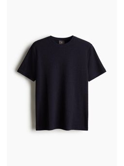 H&M - Men Blue Regular Fit Textu T-Shirt