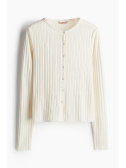 H&M - Women White Rib-Knit Cardigan