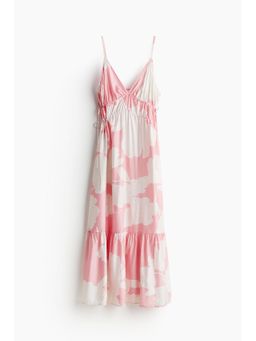 H&M - Women Pink Drawstring-Detail Maxi Dress