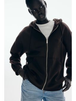 H&M - Women Brown Oversized Zip-Through Hoodie