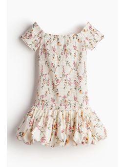H&M - Women White Smocked Off-The-Shoulder Dress