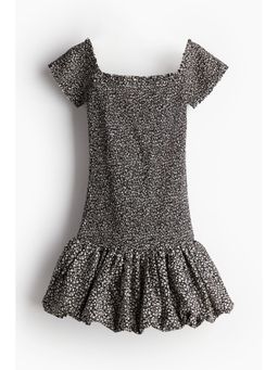 H&M - Women Black Smocked Off-The-Shoulder Dress