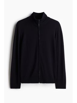 H&M - Men Blue Slim Fit Zip-Through Merino Wool Cardigan